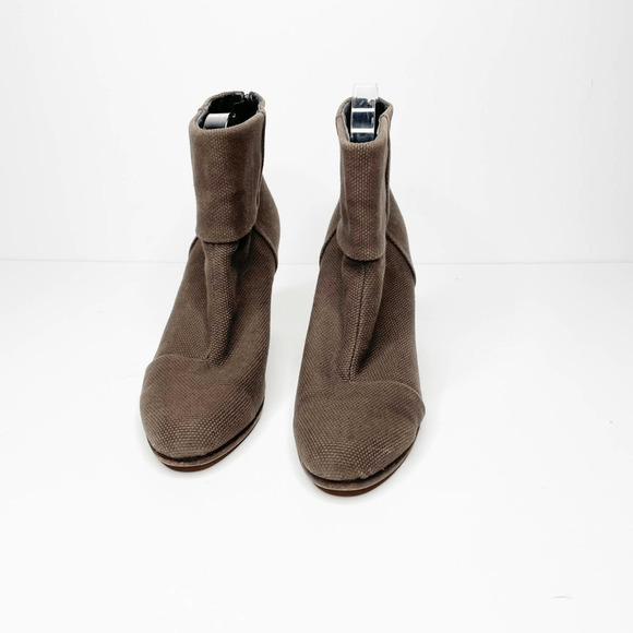 Rag & Bone Newbury Canvas Ankle Boot gray wooden heel canvas womens 41 US 11 - Picture 6 of 6